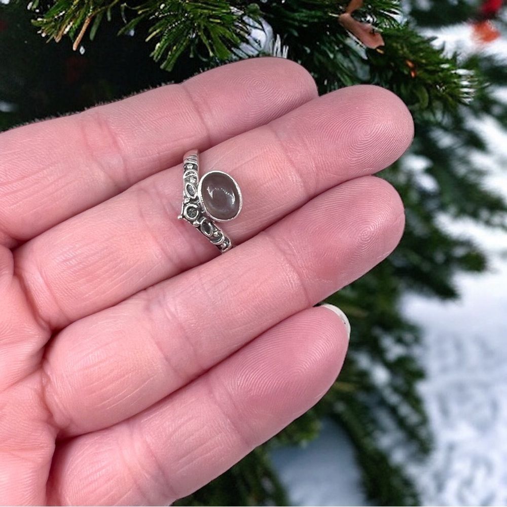 Gray Moonstone Ring Solid .925 Sterling Silver - … - image 2